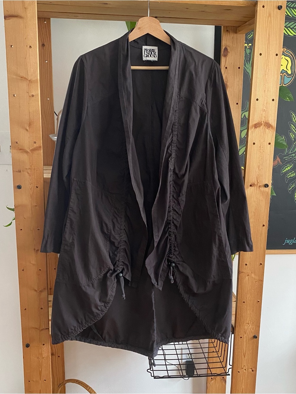 Prairie Underground Dark Gray Ruched Open Front Jacket Large - Picture 3 of 15